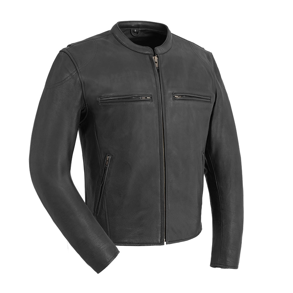 Indy Men's Motorcycle Leather Jacket Men's Leather Jacket First Manufacturing Company Black S
